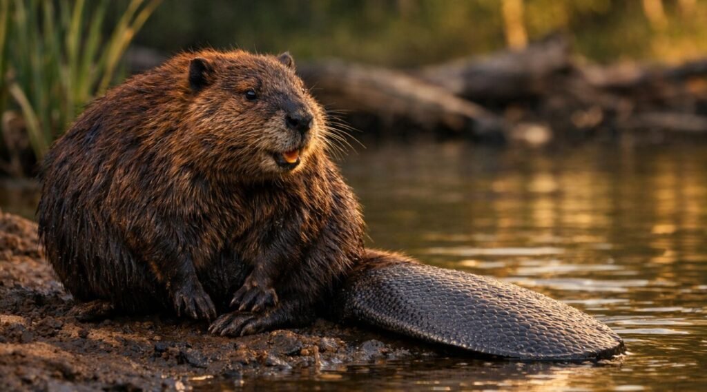 Beaver an aquatic rodent with flat tails