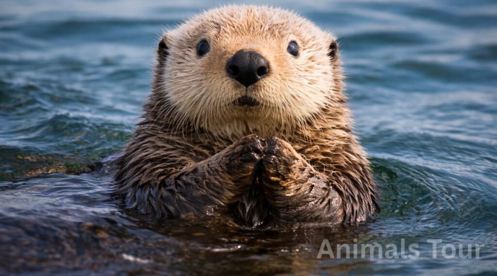 Sea Otter marine mammal with flat tails