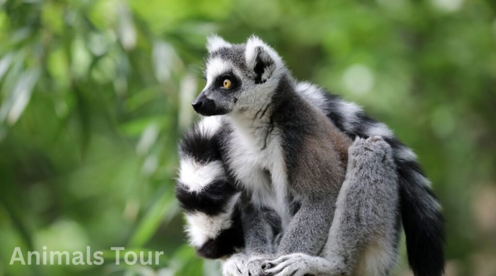 Ring-tailed lemur- striped animals in the world
