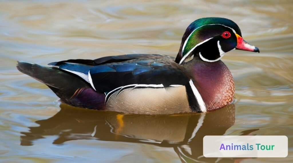 Wood Duck-swimming using webbed feet